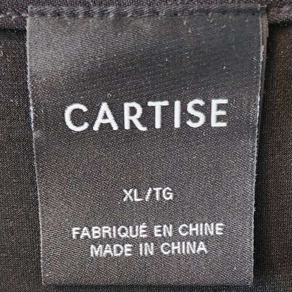 NWT Cartise Black Cut Out Sleeve Bottom Angled Top with Appliqued Flower Trim - Picture 10 of 12